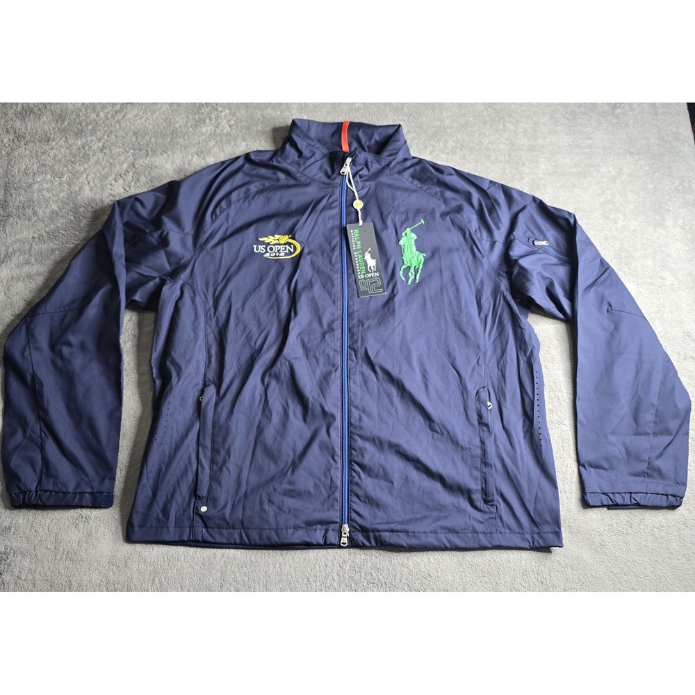NWT Polo Ralph Lauren 2012 US Open Jacket Mens XL Navy Blue Full Zip Windbreaker